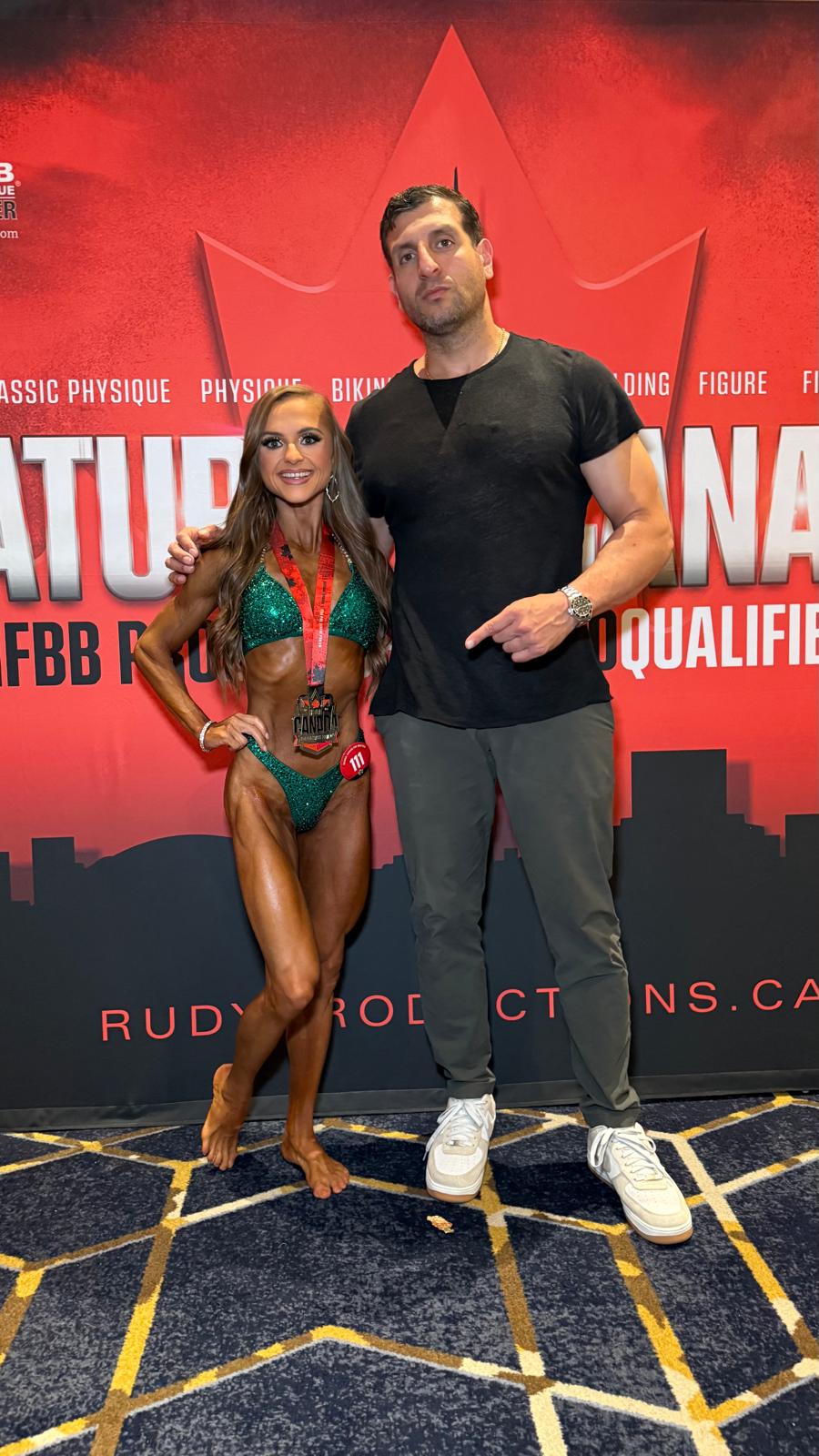 Magda Banas with her coach Amer Kamra, founder of Hammer Fitness, at a competition
