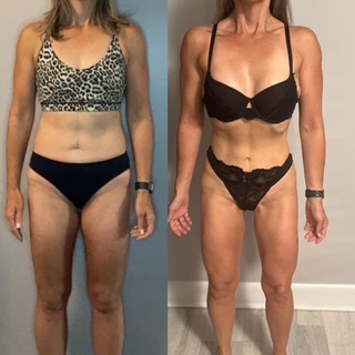 Before and after photograph of a Debra Basch coaching client