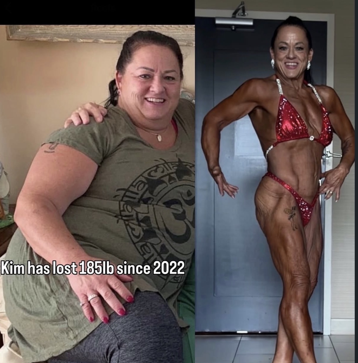 Before and after transformation of a woman coached online by Lexie Ward