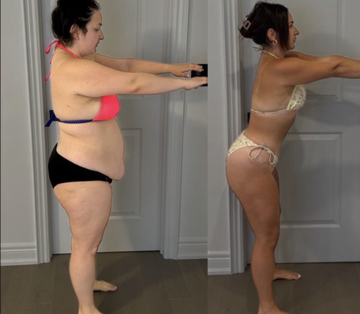 Before and after result of a client coached by Lexie Ward, gut health and transformation coach