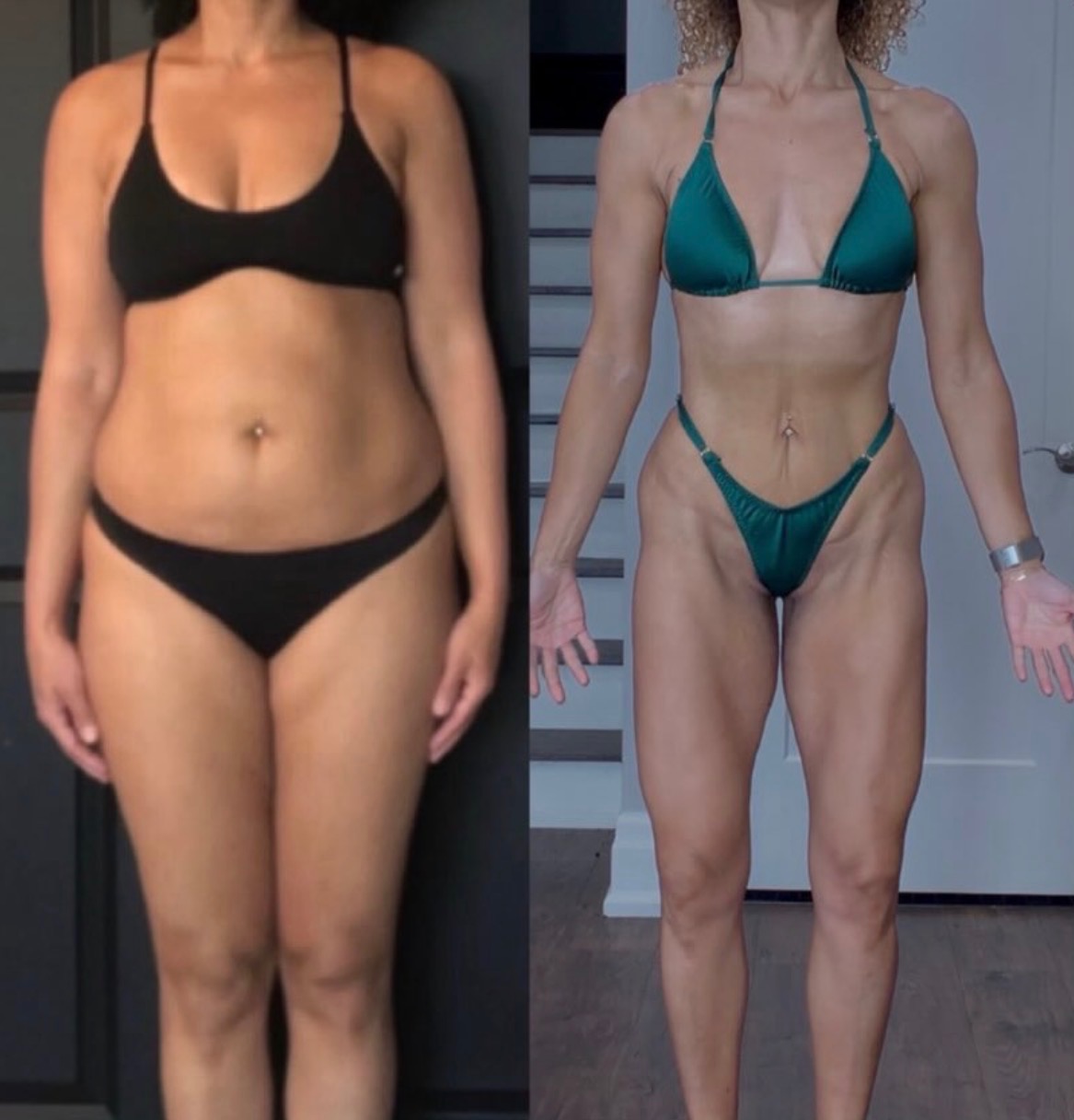 Women's body recomposition transformation under Lexie Ward's online coaching