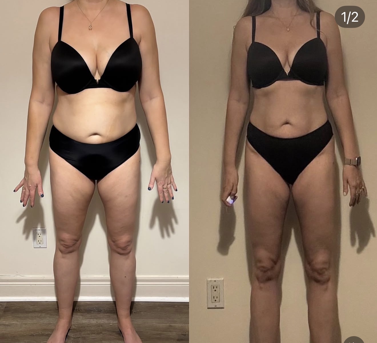 Body recomposition achieved by a woman over 40 training with Nina Popent, Hammer Fitness Toronto