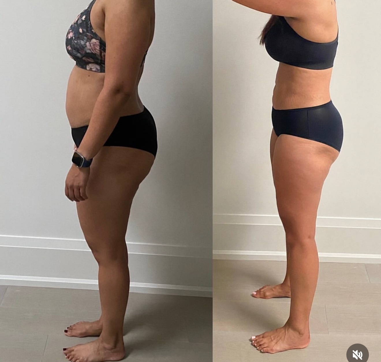 Before and after result from one-on-one resistance training with Geanina Popent at Hammer Fitness