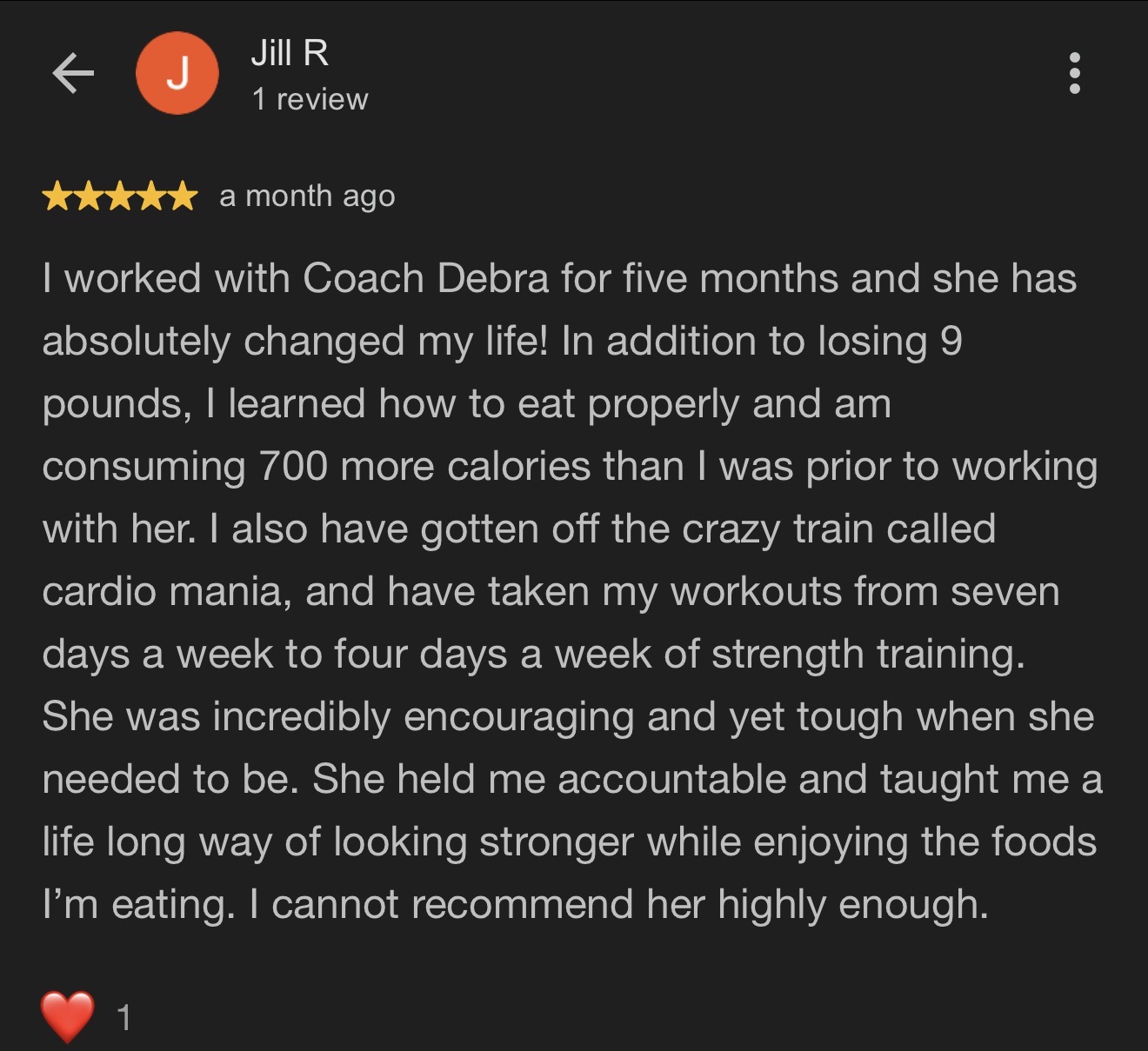 Client review of Debra Basch&rsquo;s strength and nutrition coaching at Hammer Fitness