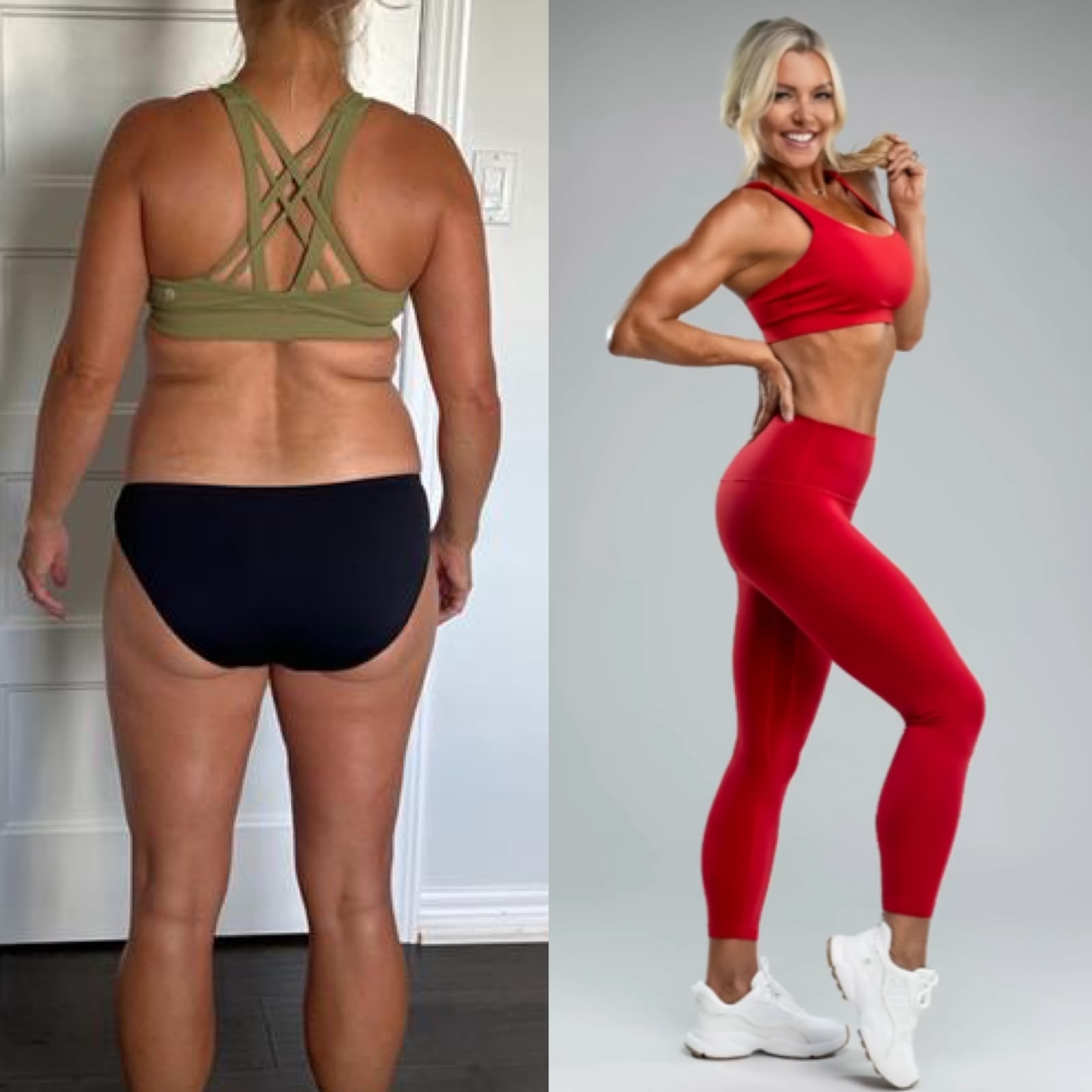 Before and after transformation of a client coached by Rima Kamra