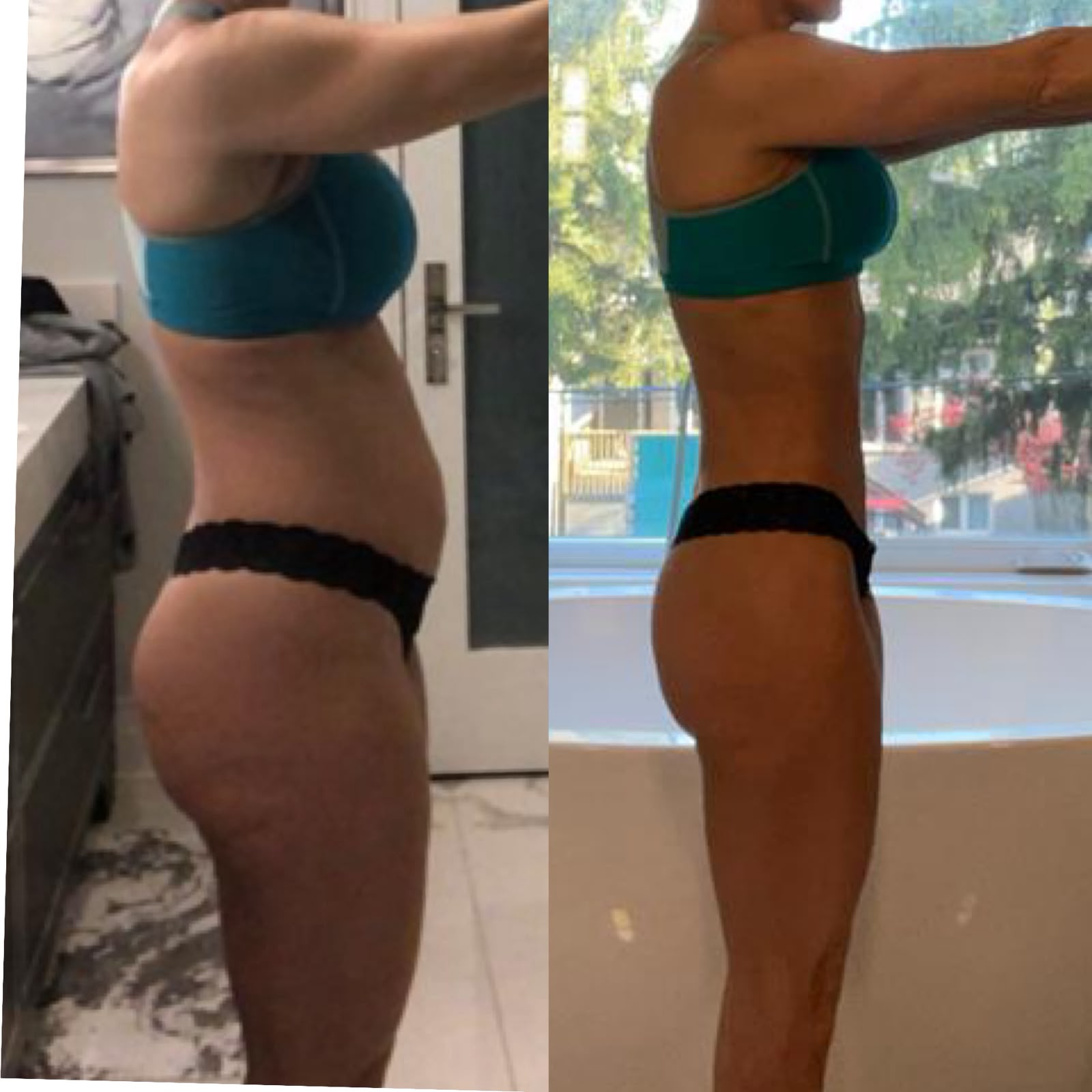 Before and after transformation of a client coached by Rima Kamra