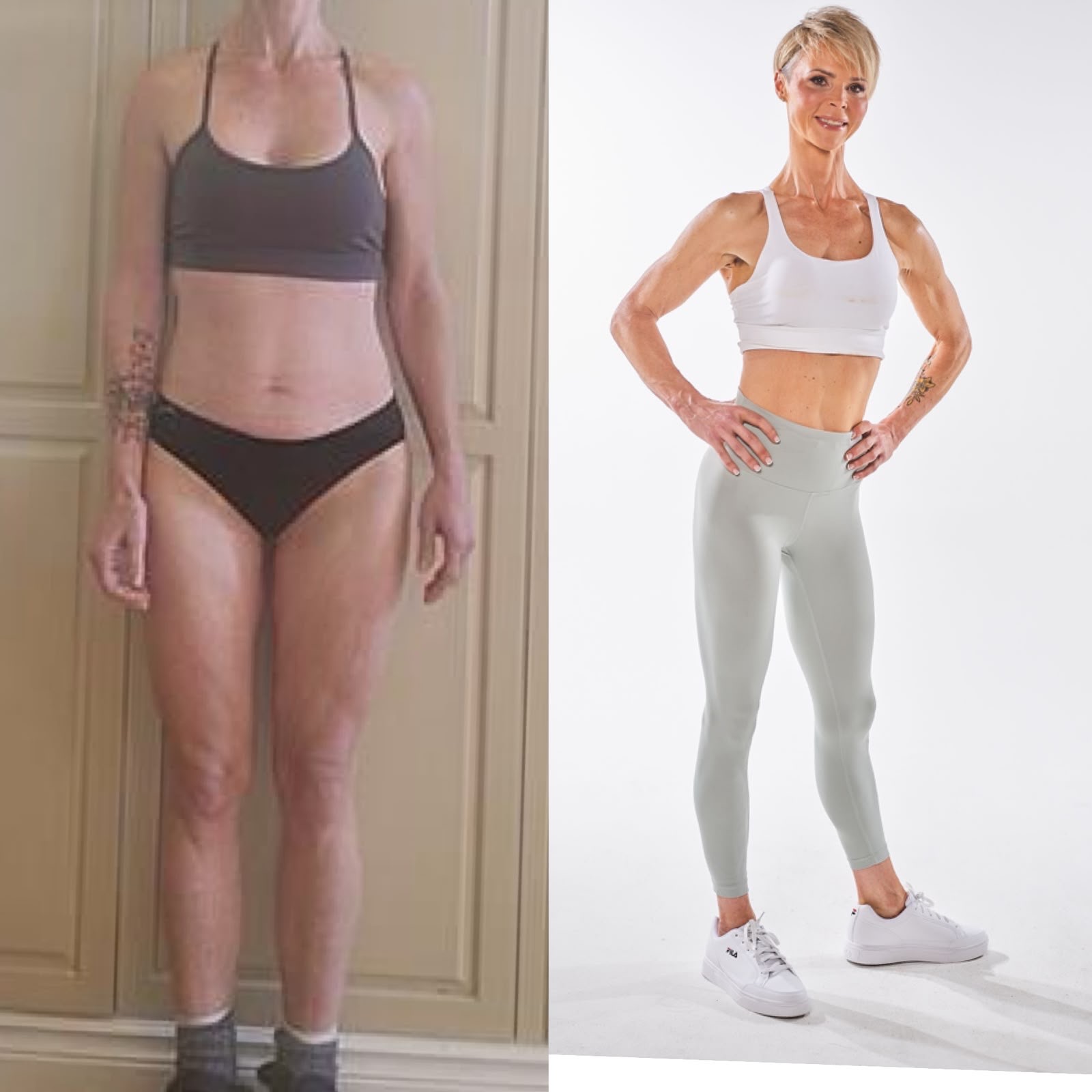 Before and after transformation of a client coached by Rima Kamra