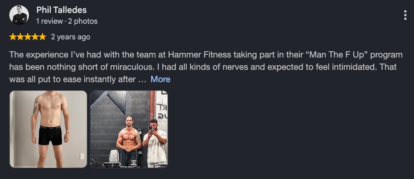 Google review for Hammer Fitness personal training in Scarborough, Toronto (5 of 10)