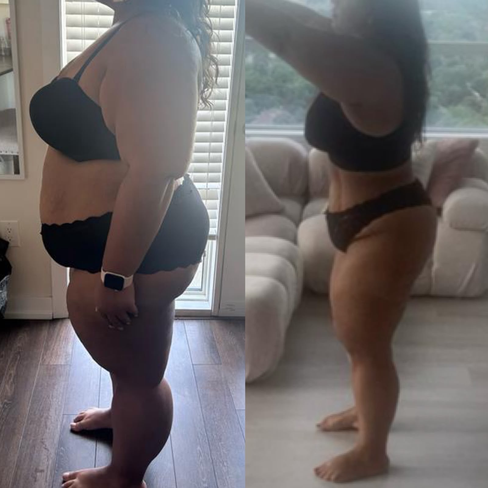 Before and after transformation of a client coached by Rima Kamra