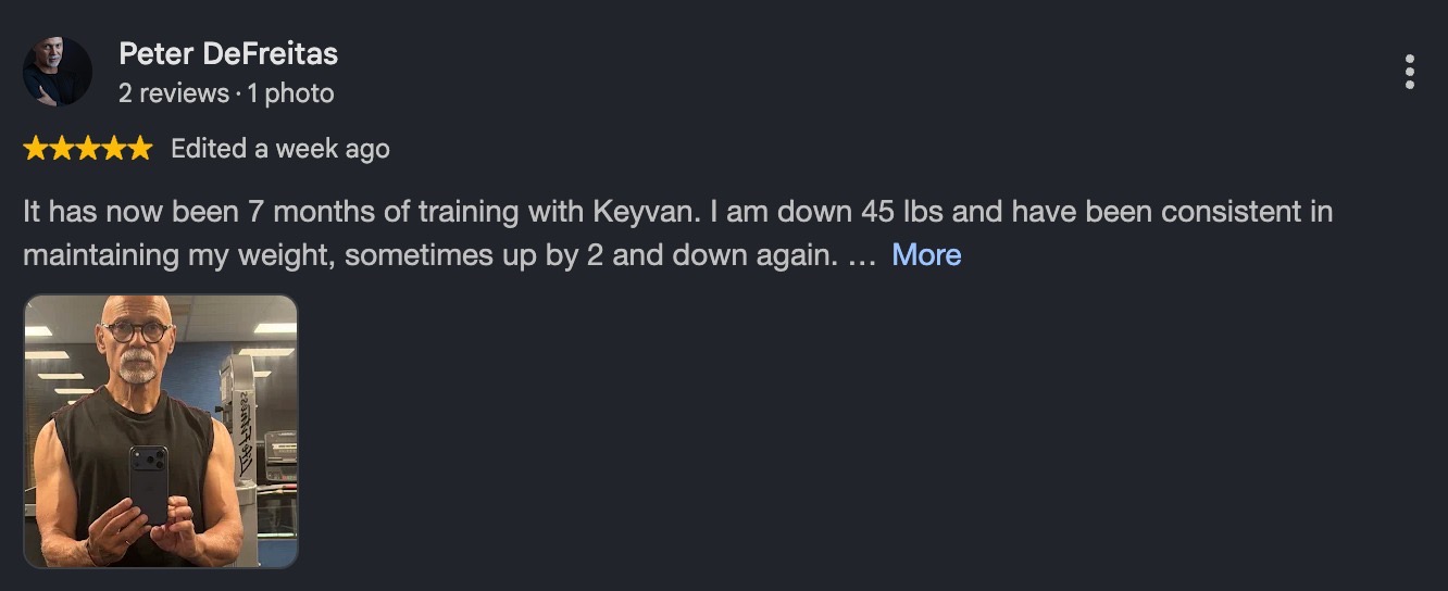 Google review for Hammer Fitness personal training in Scarborough, Toronto (9 of 10)