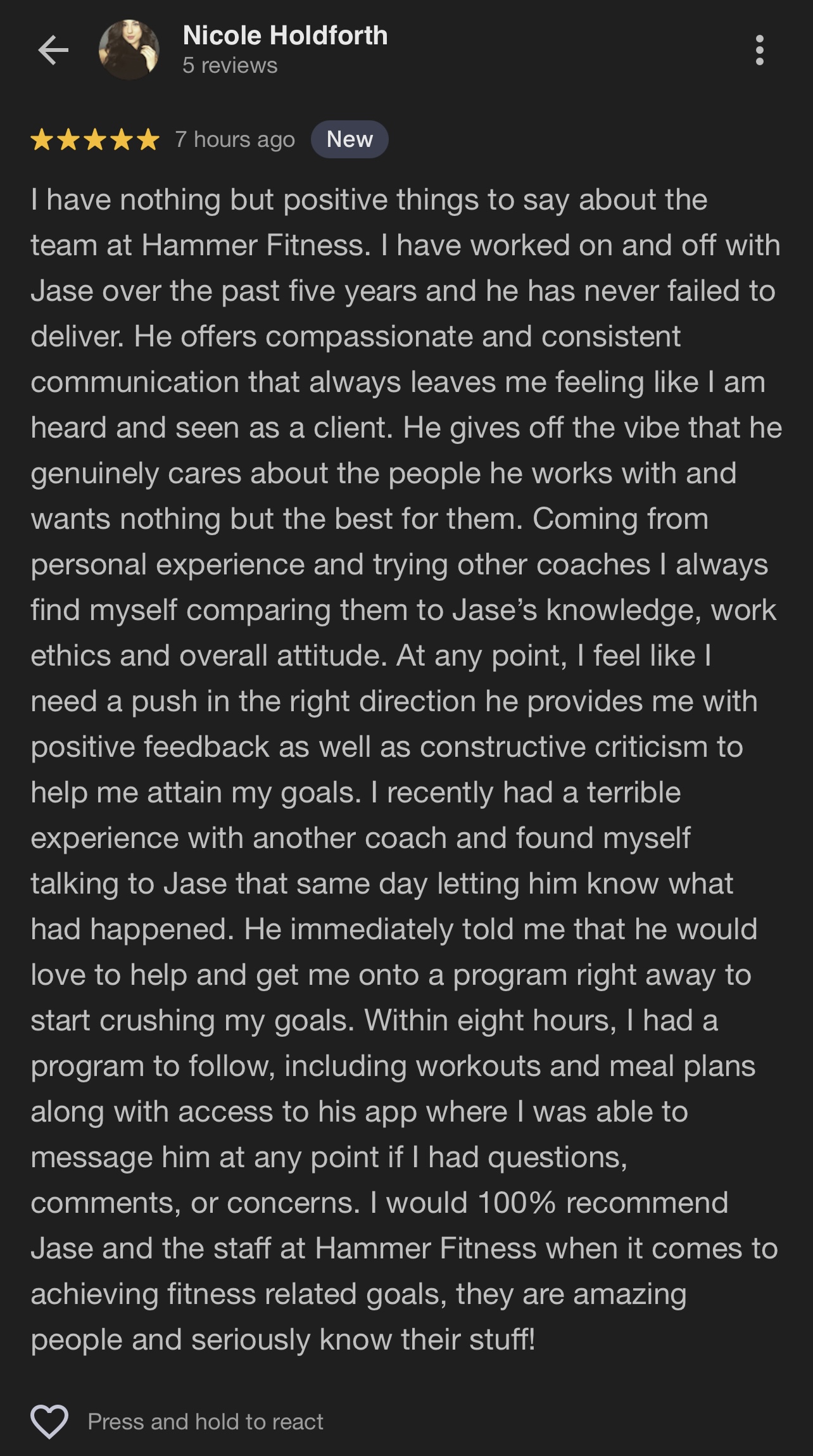 Client feedback on one-on-one coaching with Jase Stevens in Toronto