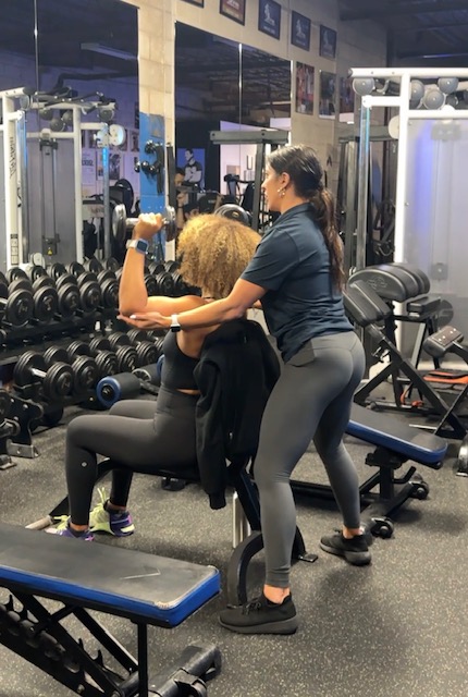 Malvina Mana coaching a client at Hammer Fitness, Scarborough