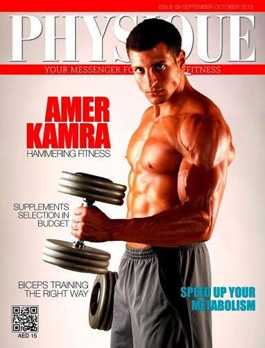 Magazine cover featuring Amer Kamra, Canadian fitness model